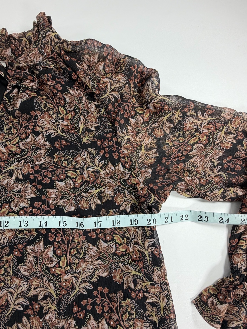 Böhme Romantic Cottagecore Floral Ruffle Blouse Sheer Peasant Top S - Picture 5 of 7